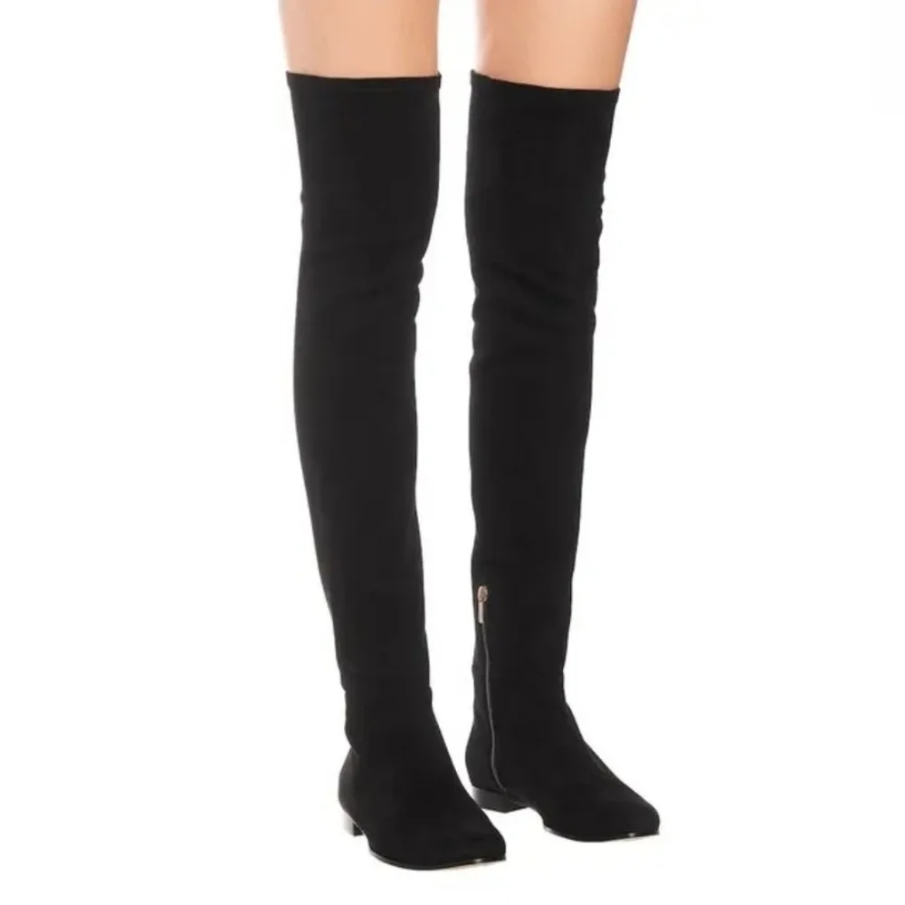 Jimmy Choo London Myren Over The Knee Boots In Black Stretch Suede Sz 6.5 / 36.5
